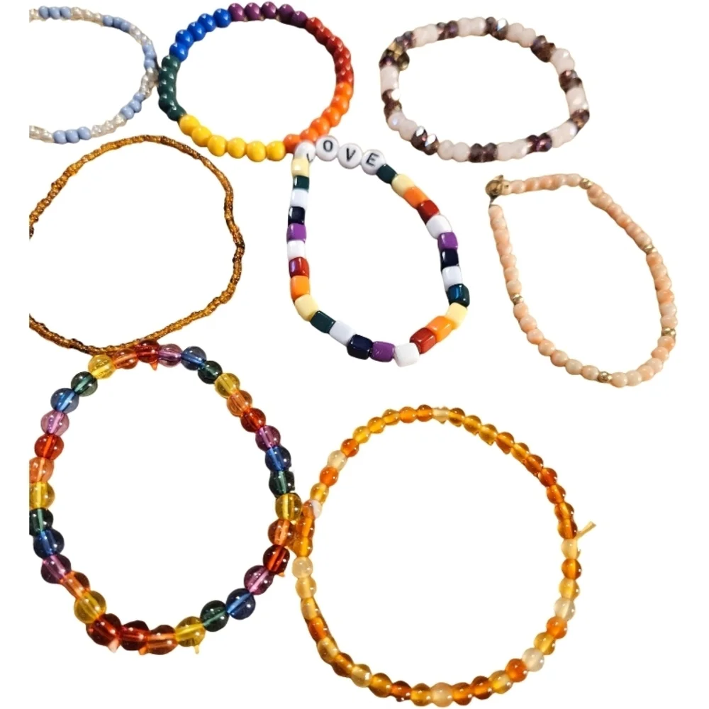 Lot 8 Pieces Bracelets Beaded Assorted